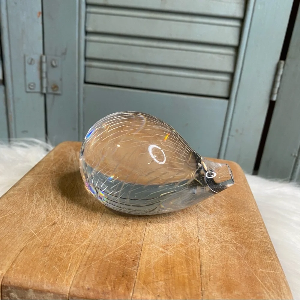 Vintage Kosta Boda Clear Crystal Hedgehog Figurine Paperweight Signed & Numbered